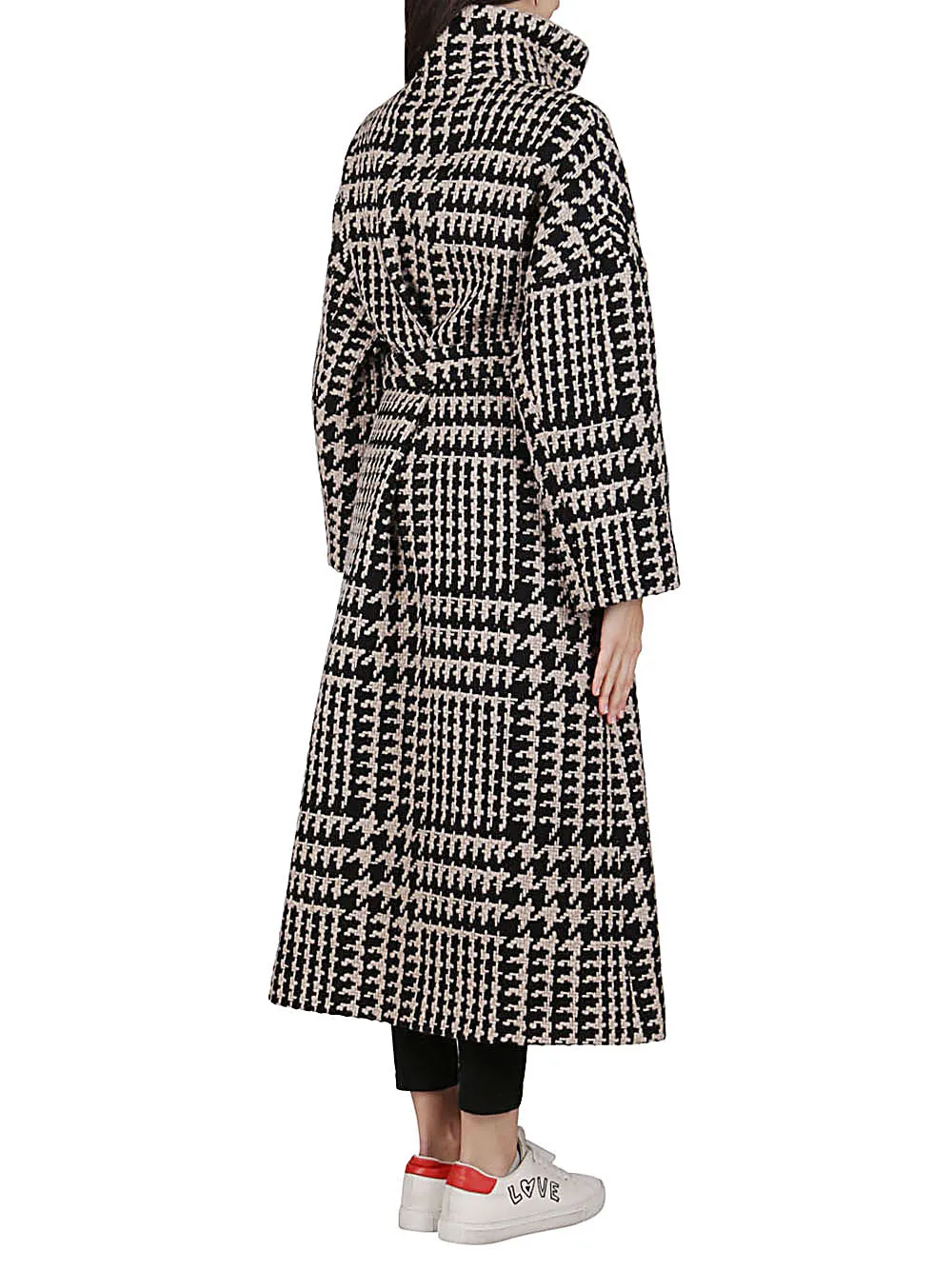 Agnona Houndstooth-Patterned Belted Coat