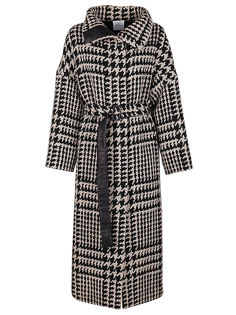 Agnona Houndstooth-Patterned Belted Coat