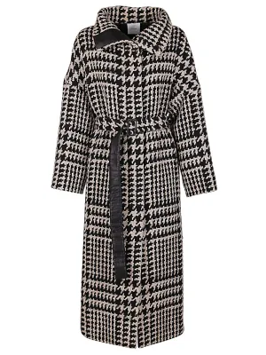 Agnona Houndstooth-Patterned Belted Coat