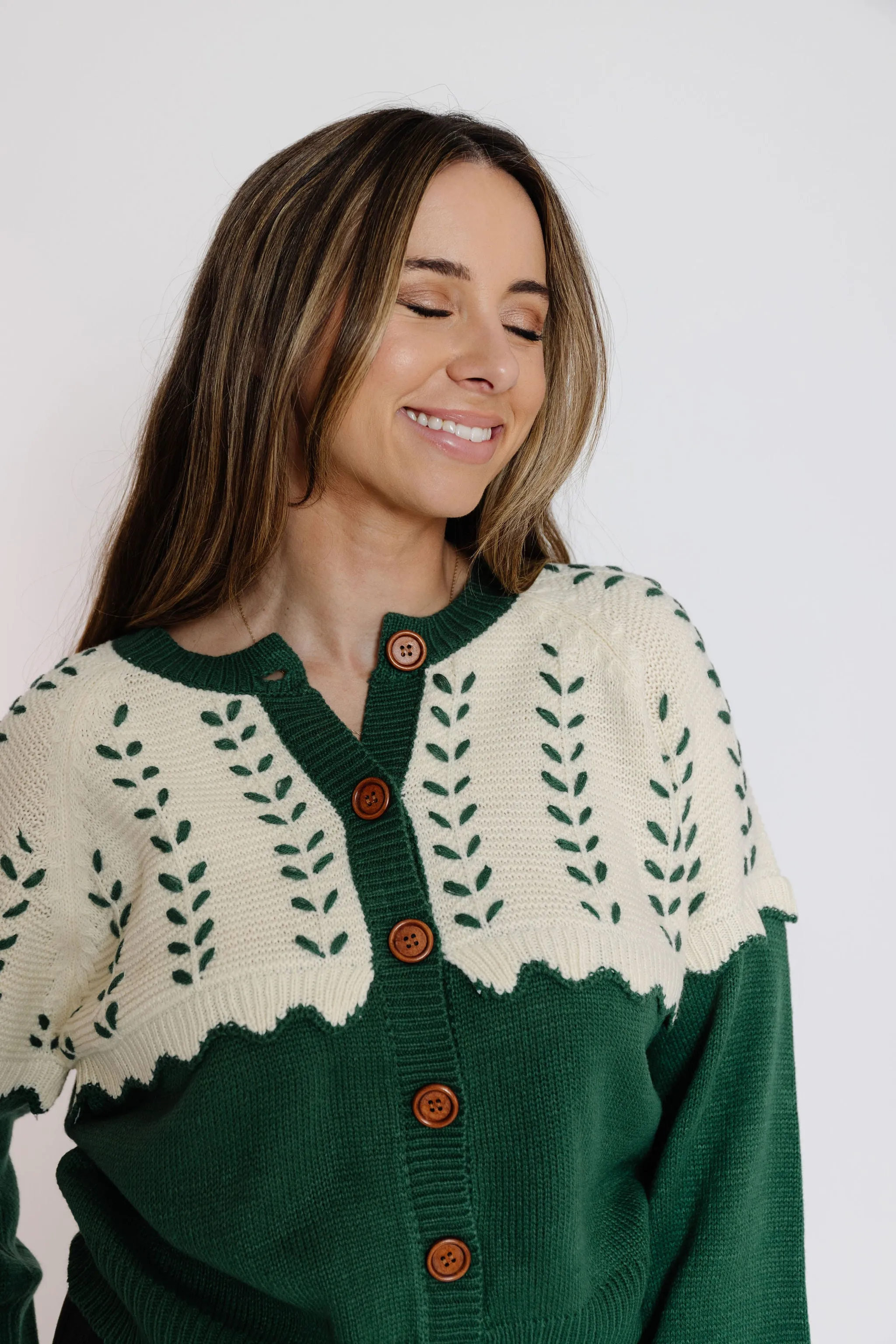 Beatrix Cardigan in Hunter Green