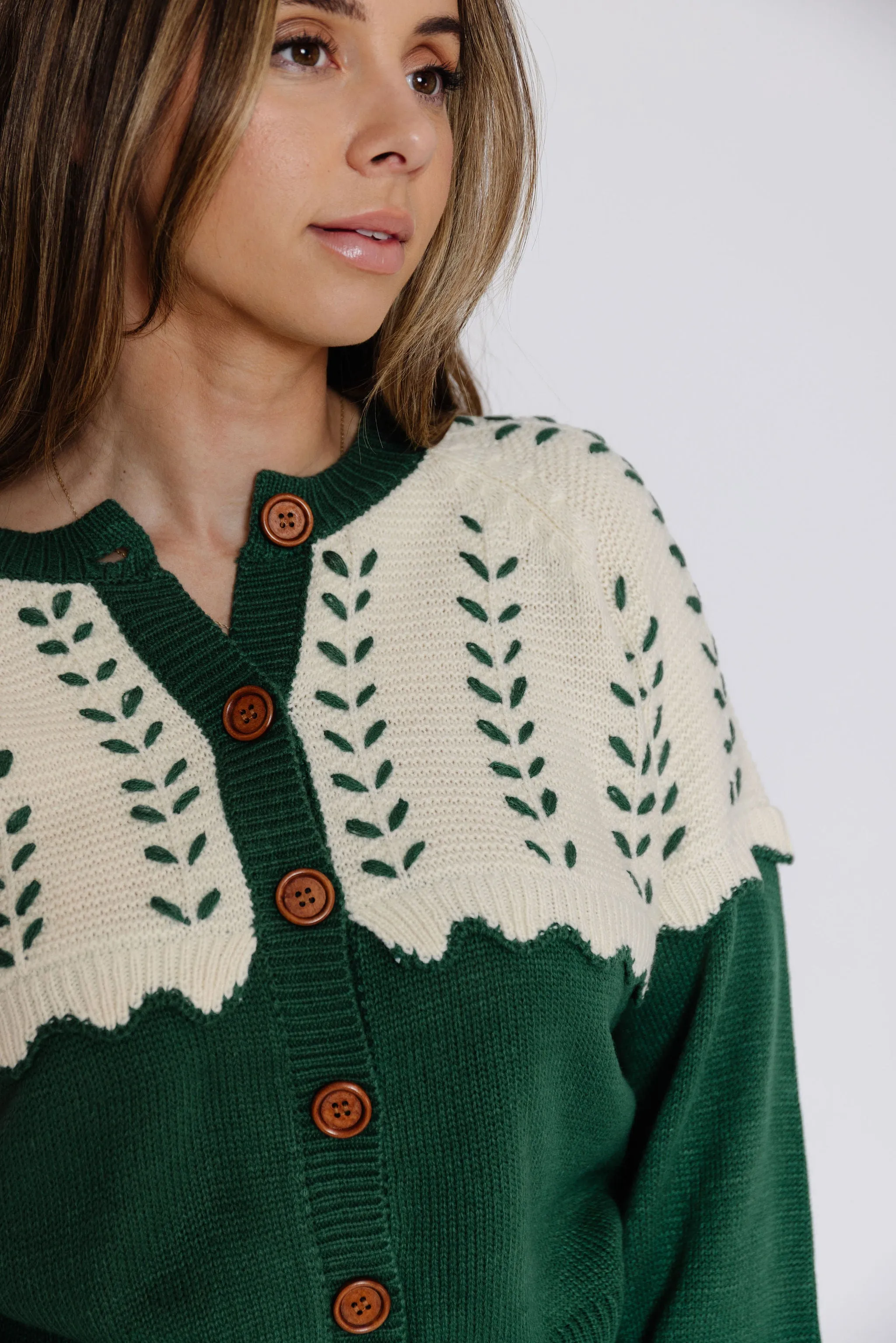 Beatrix Cardigan in Hunter Green