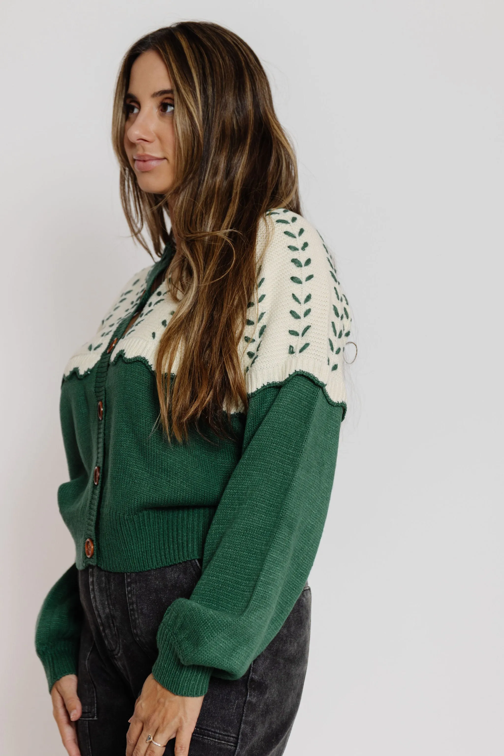 Beatrix Cardigan in Hunter Green