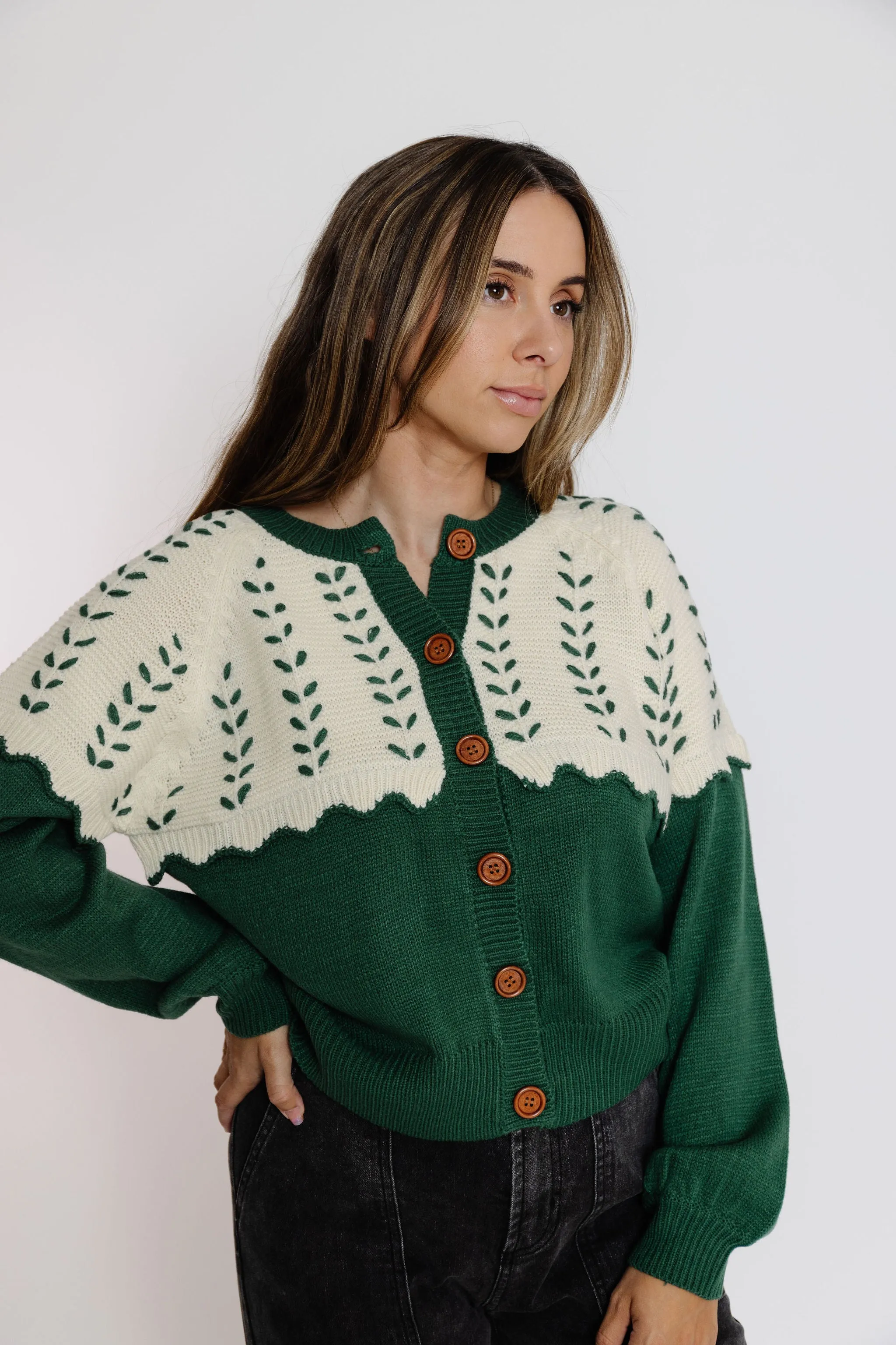 Beatrix Cardigan in Hunter Green