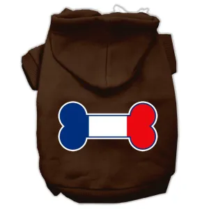 Bone Shaped France Flag Screen Print Pet Hoodies Brown Size XS (8)