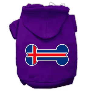 Bone Shaped Iceland Flag Screen Print Pet Hoodies Purple Size S (10)