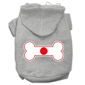 Bone Shaped Japan Flag Screen Print Pet Hoodies Grey S (10)