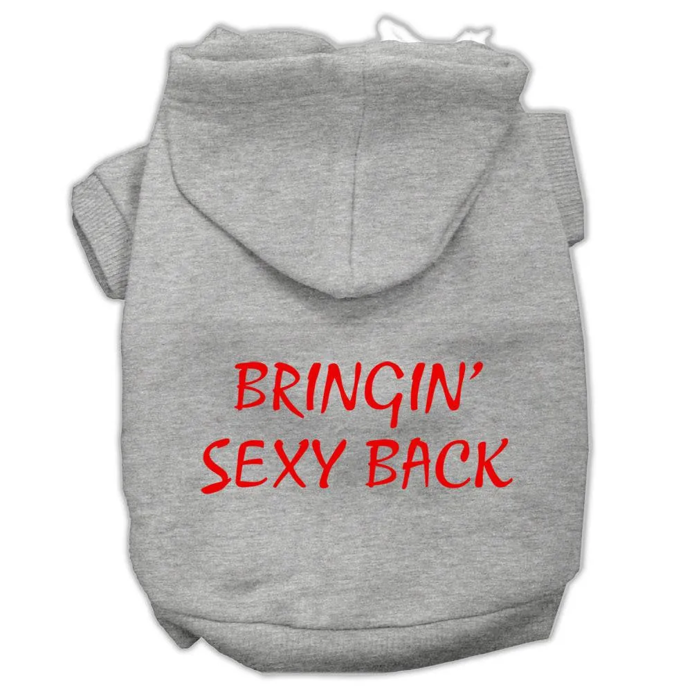 Bringin' Sexy Back Screen Print Pet Hoodies Grey Size Med (12)