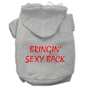 Bringin' Sexy Back Screen Print Pet Hoodies Grey Size Med (12)