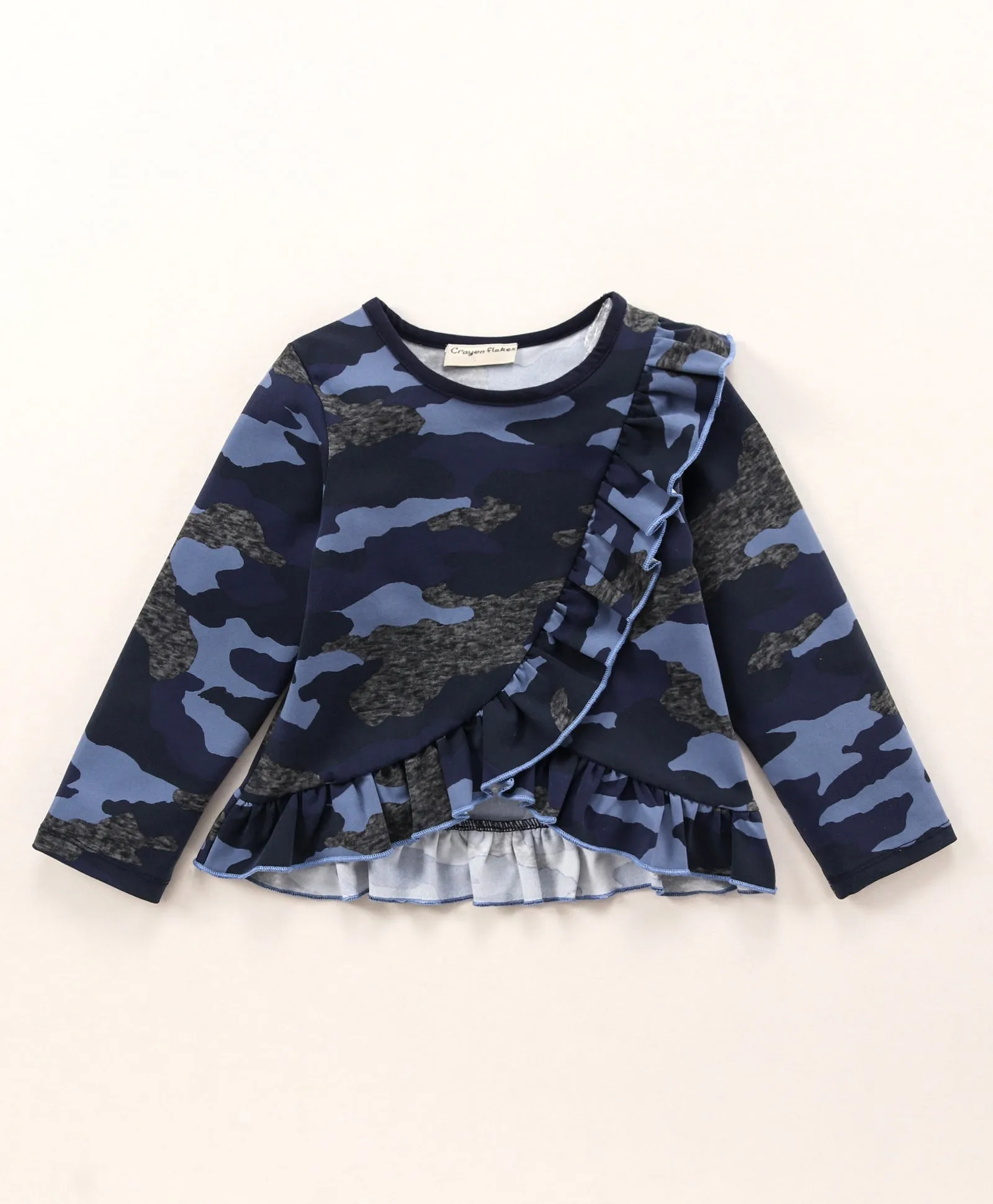 Camouflage Frill Top Bootcut Pants Set