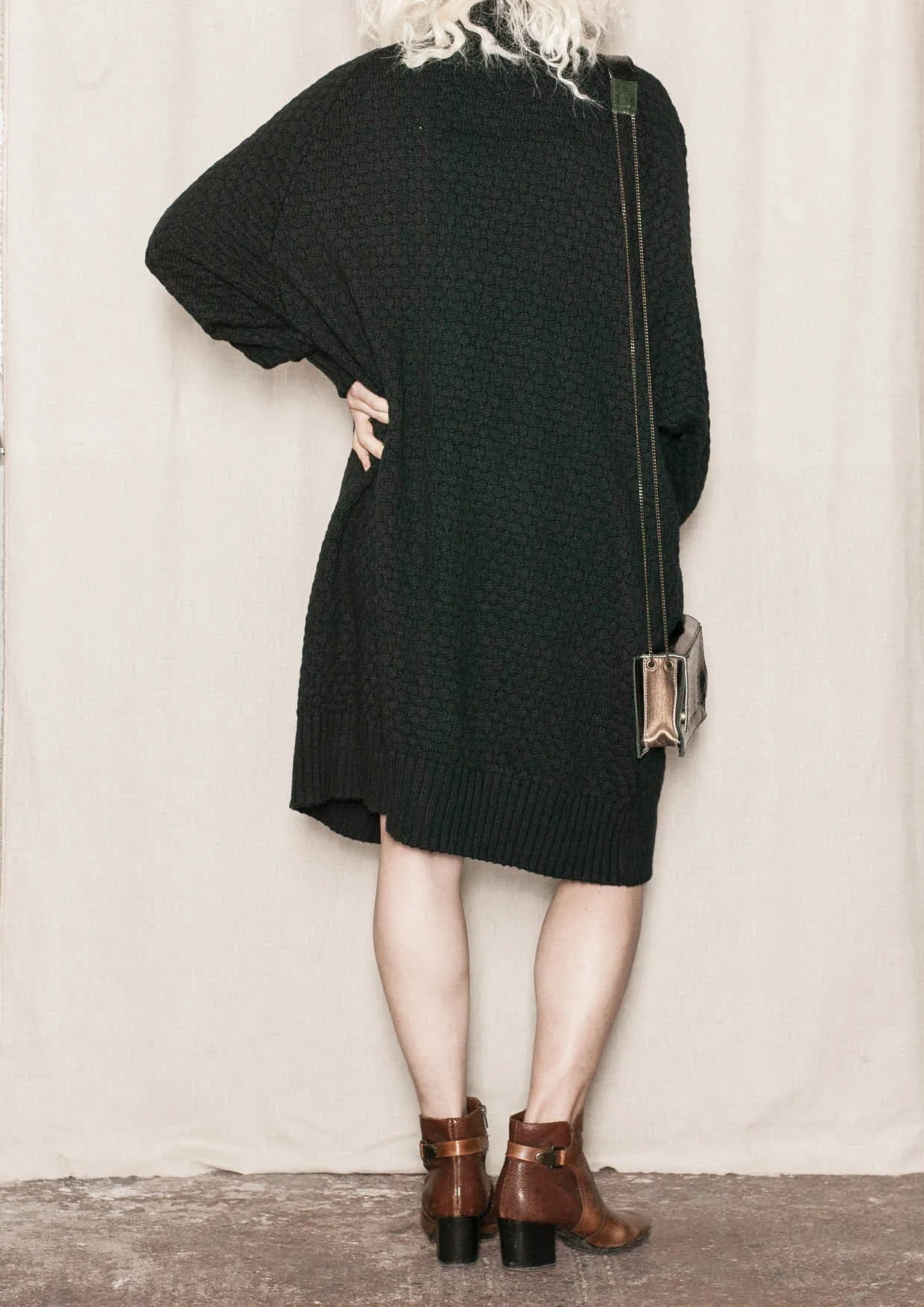 COZY CARDIGAN - KNIT PEARL black