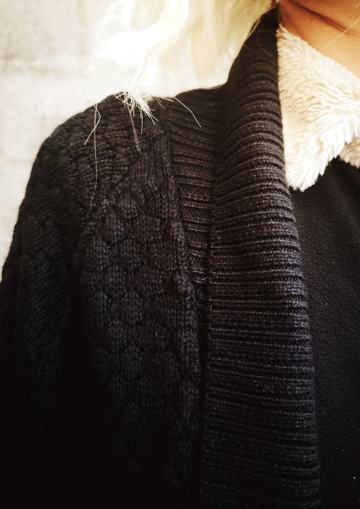 COZY CARDIGAN - KNIT PEARL black