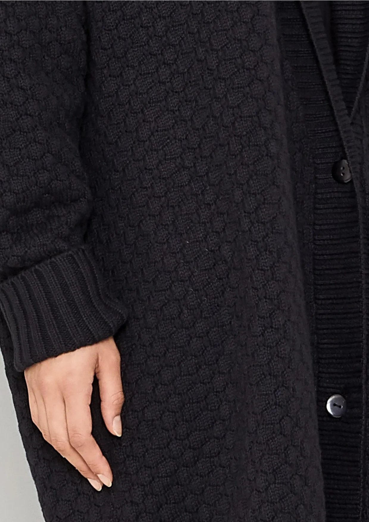 COZY CARDIGAN - KNIT PEARL black