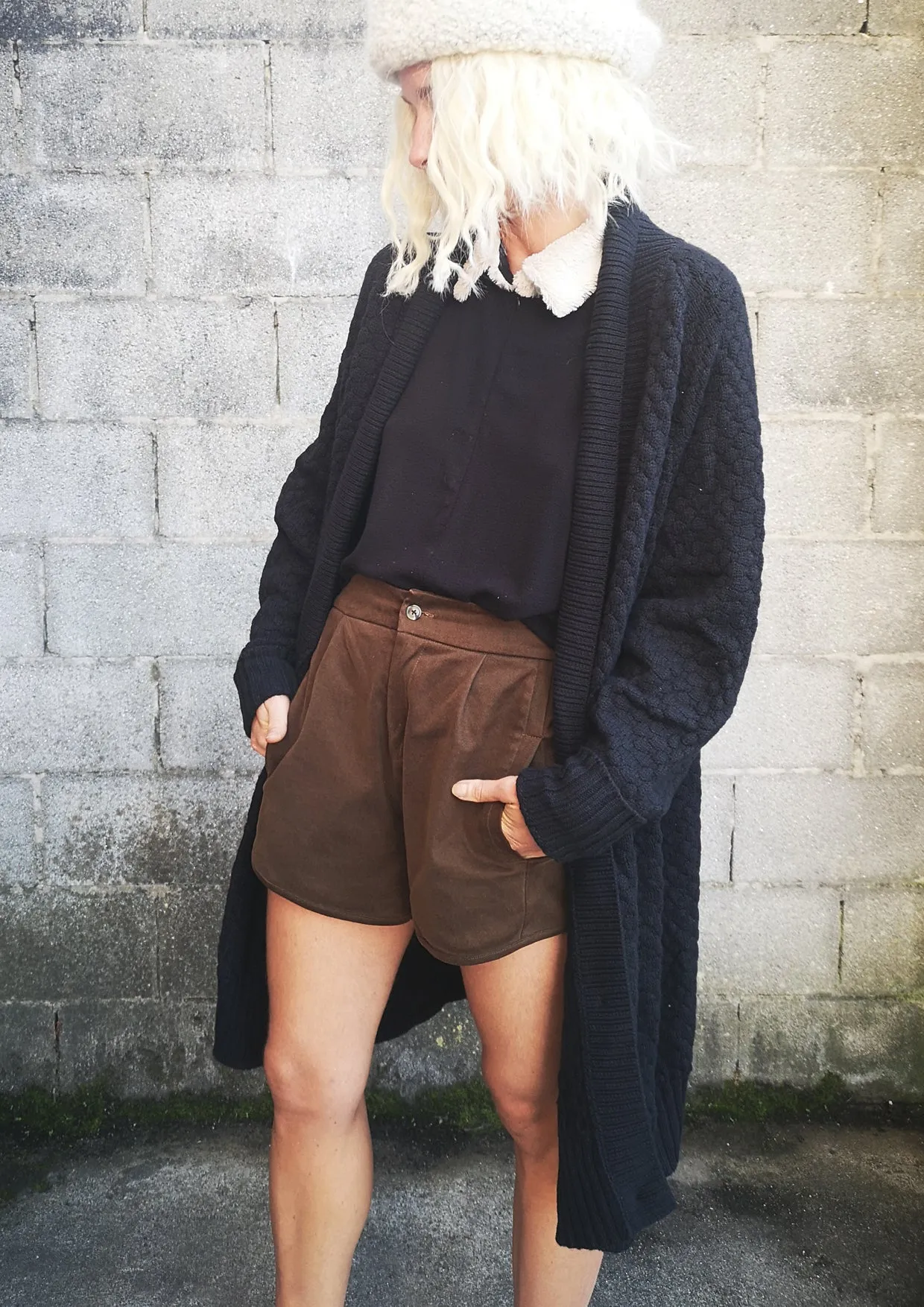 COZY CARDIGAN - KNIT PEARL black