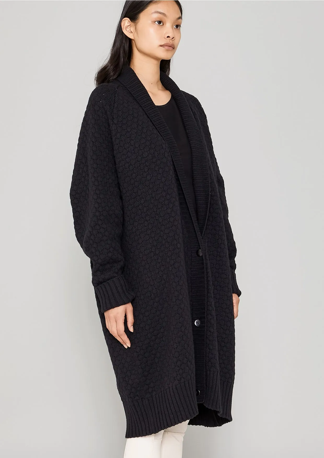 COZY CARDIGAN - KNIT PEARL black