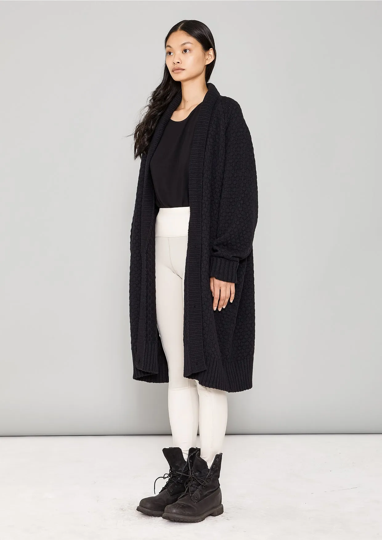 COZY CARDIGAN - KNIT PEARL black