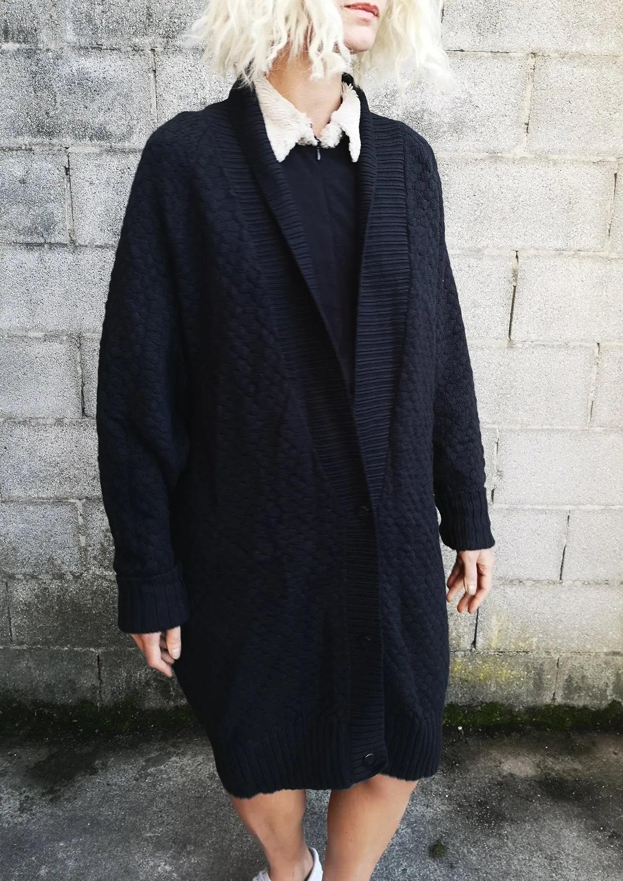 COZY CARDIGAN - KNIT PEARL black