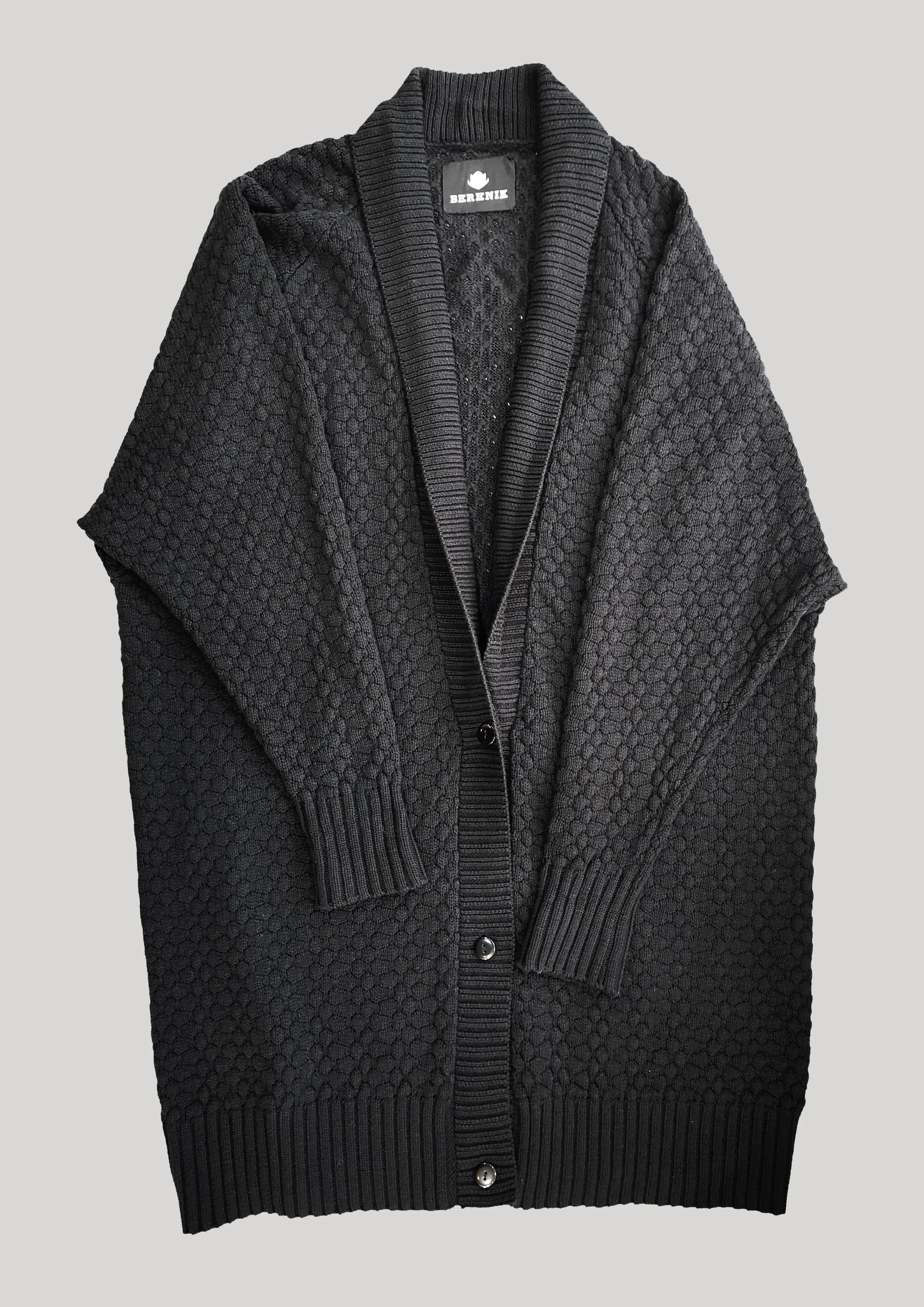 COZY CARDIGAN - KNIT PEARL black