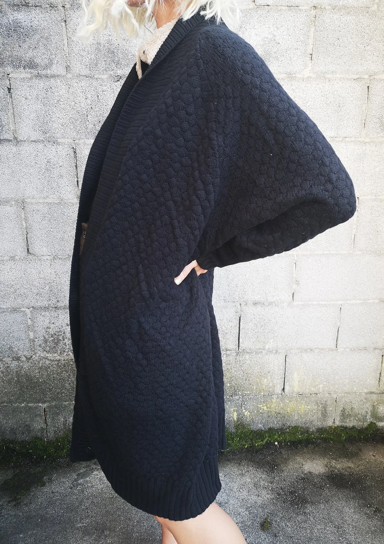 COZY CARDIGAN - KNIT PEARL black