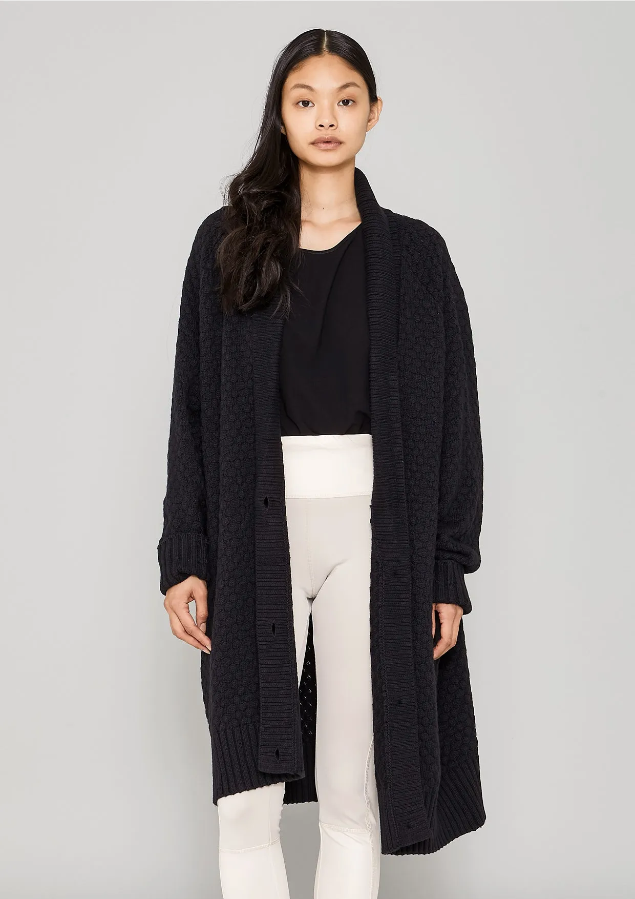 COZY CARDIGAN - KNIT PEARL black