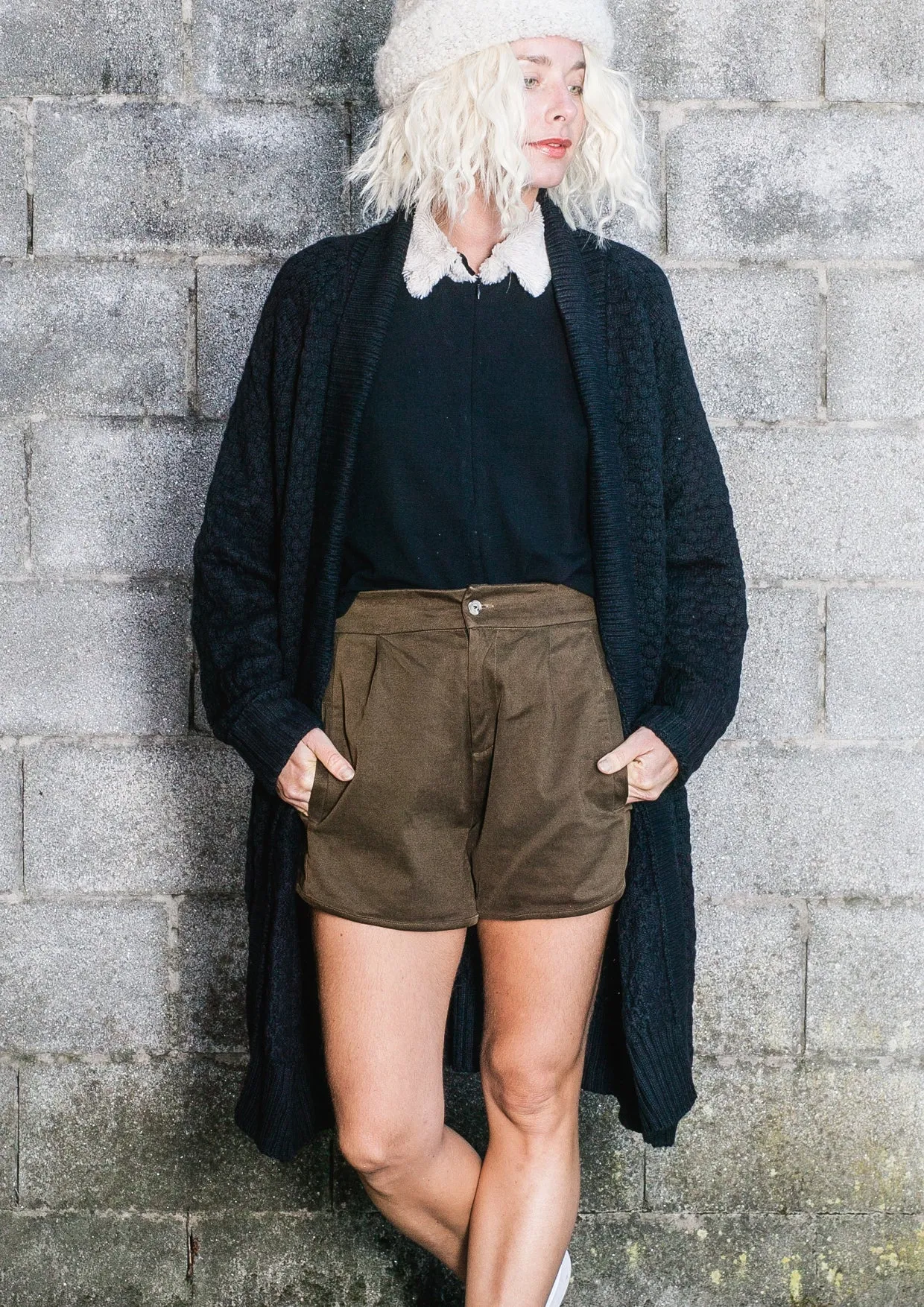 COZY CARDIGAN - KNIT PEARL black