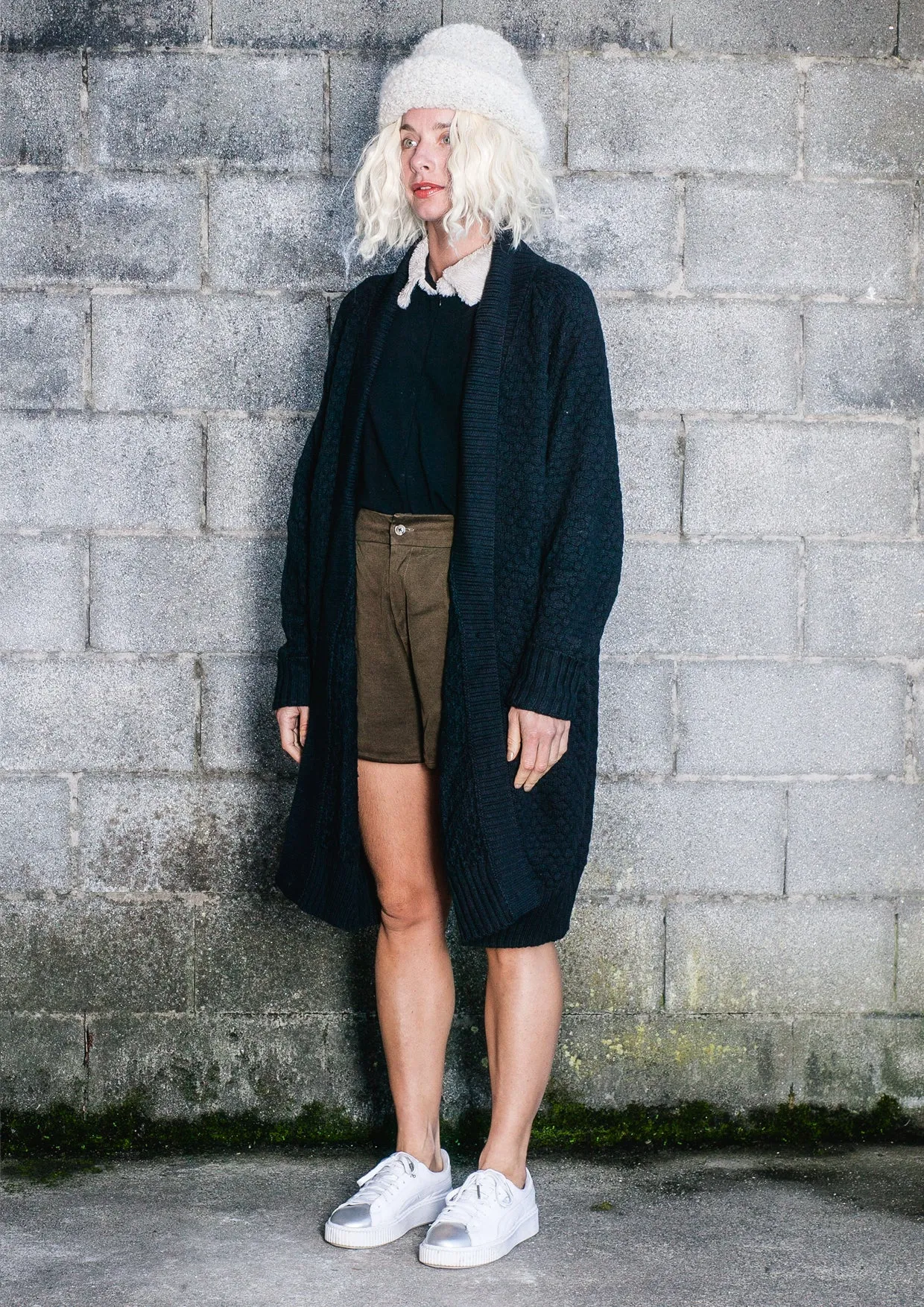 COZY CARDIGAN - KNIT PEARL black