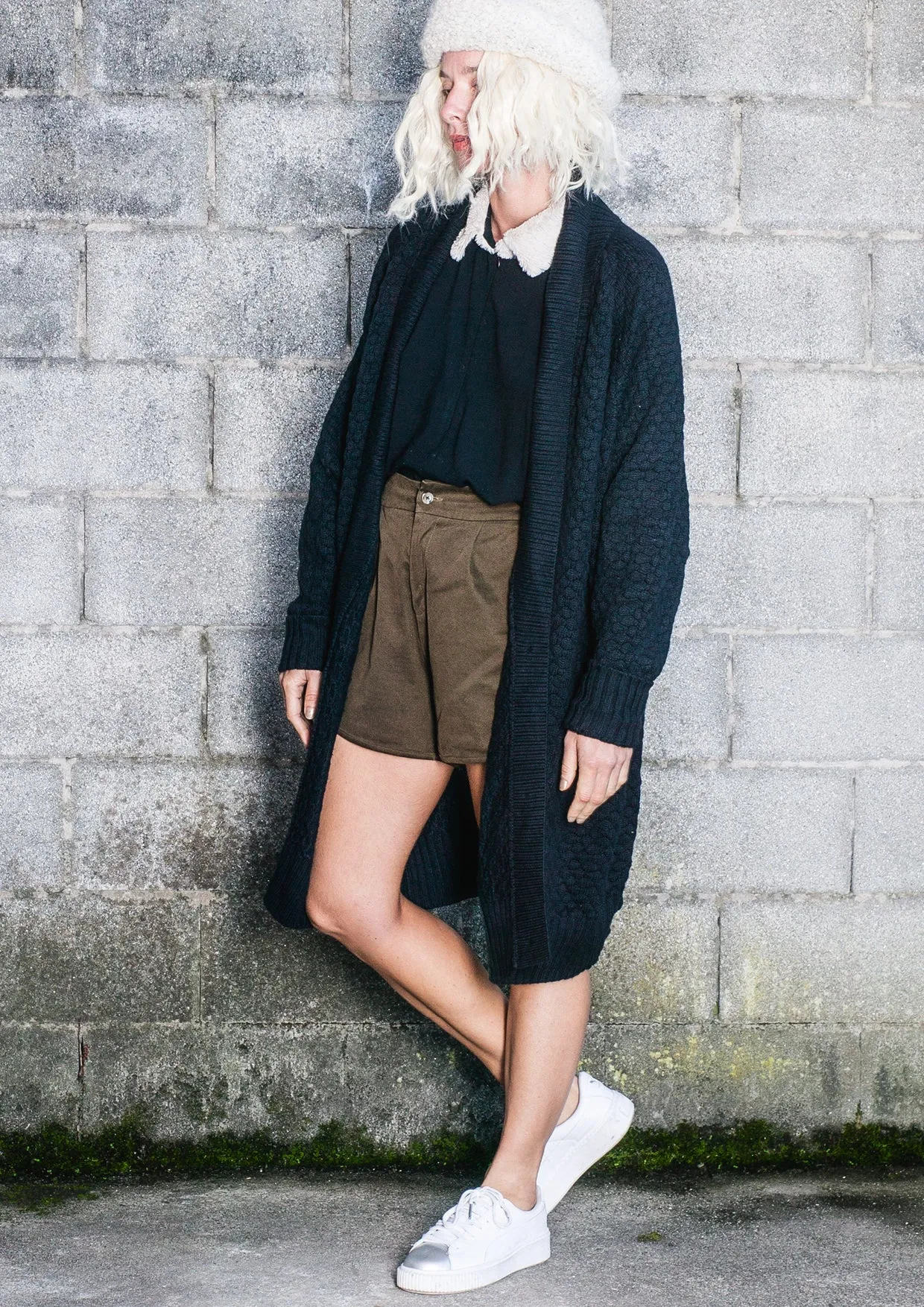 COZY CARDIGAN - KNIT PEARL black