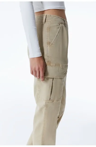 Daphne - High Waist Cargo Pants - Sand