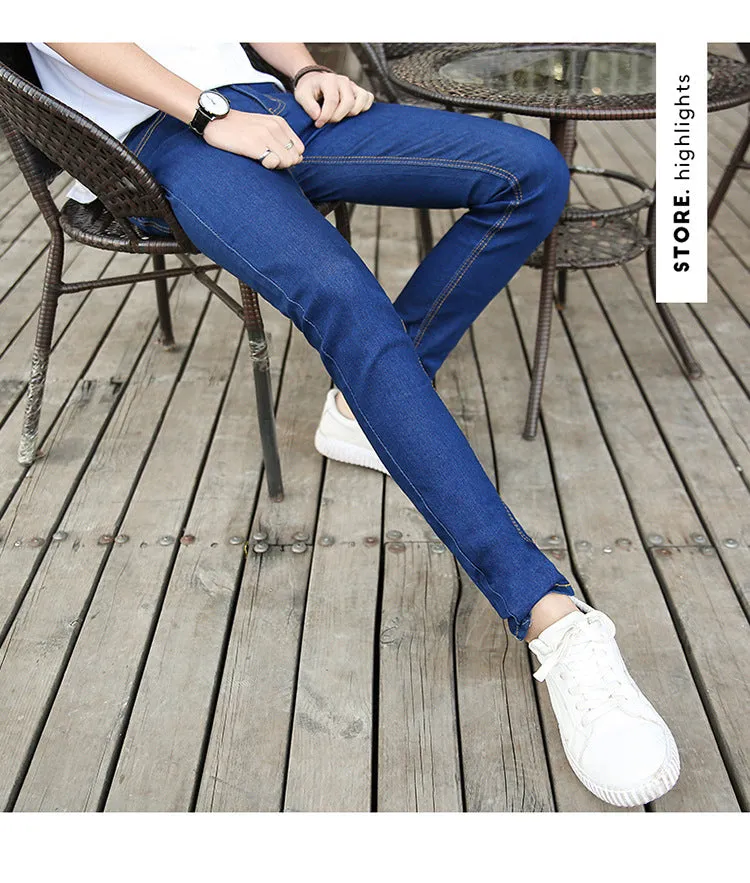 Denim Pants Slim Look Slim-Fit Teens Stretchable Trendy Pants
