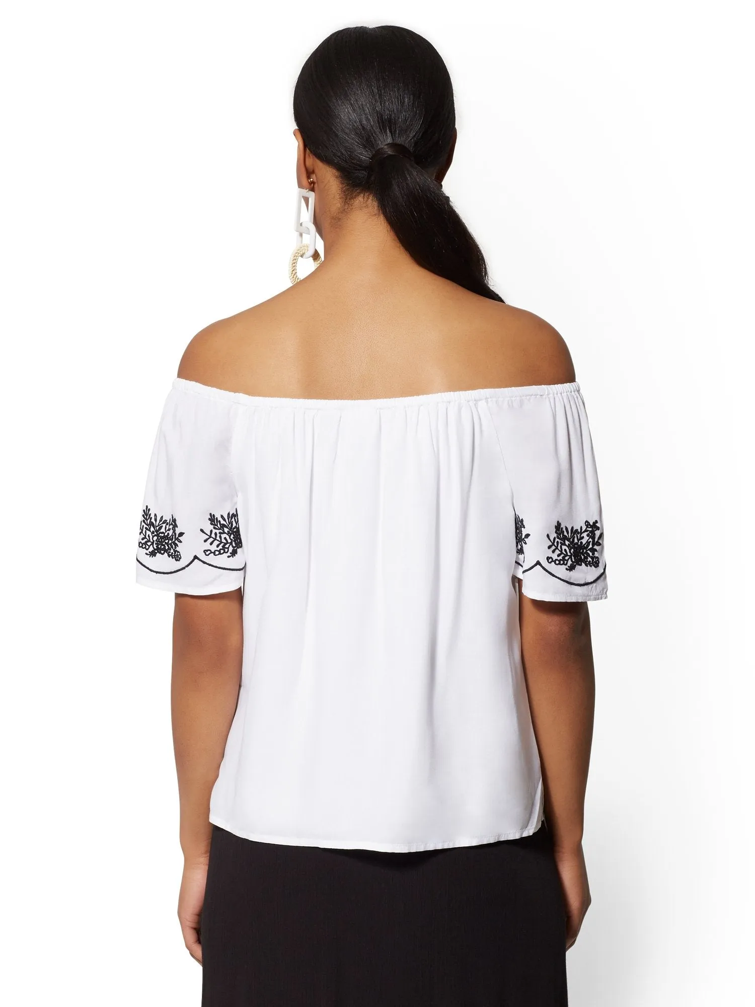 Embroidered Off-The-Shoulder Top