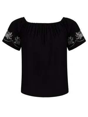 Embroidered Off-The-Shoulder Top
