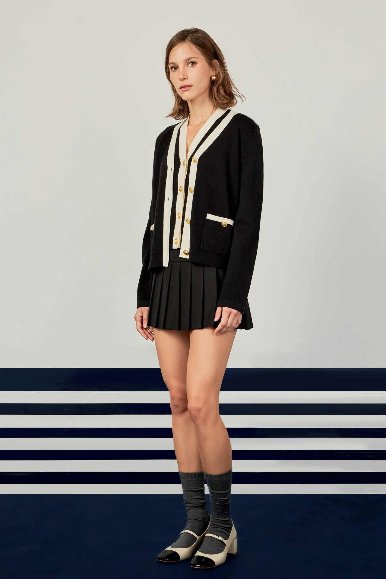 English Factory - Colorblock Knit Cardigan