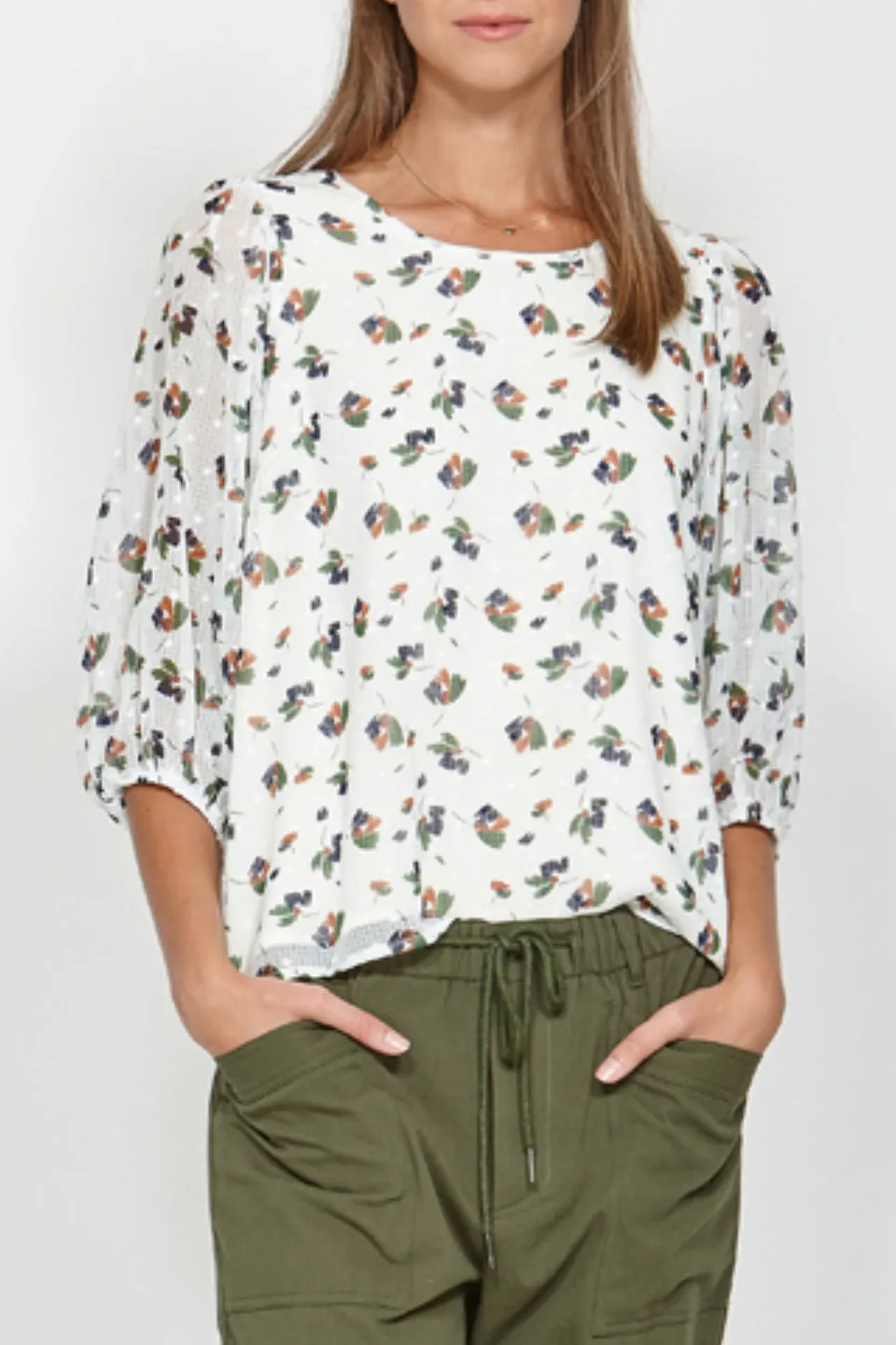Expel Vanilla Puff Sleeve Blouse