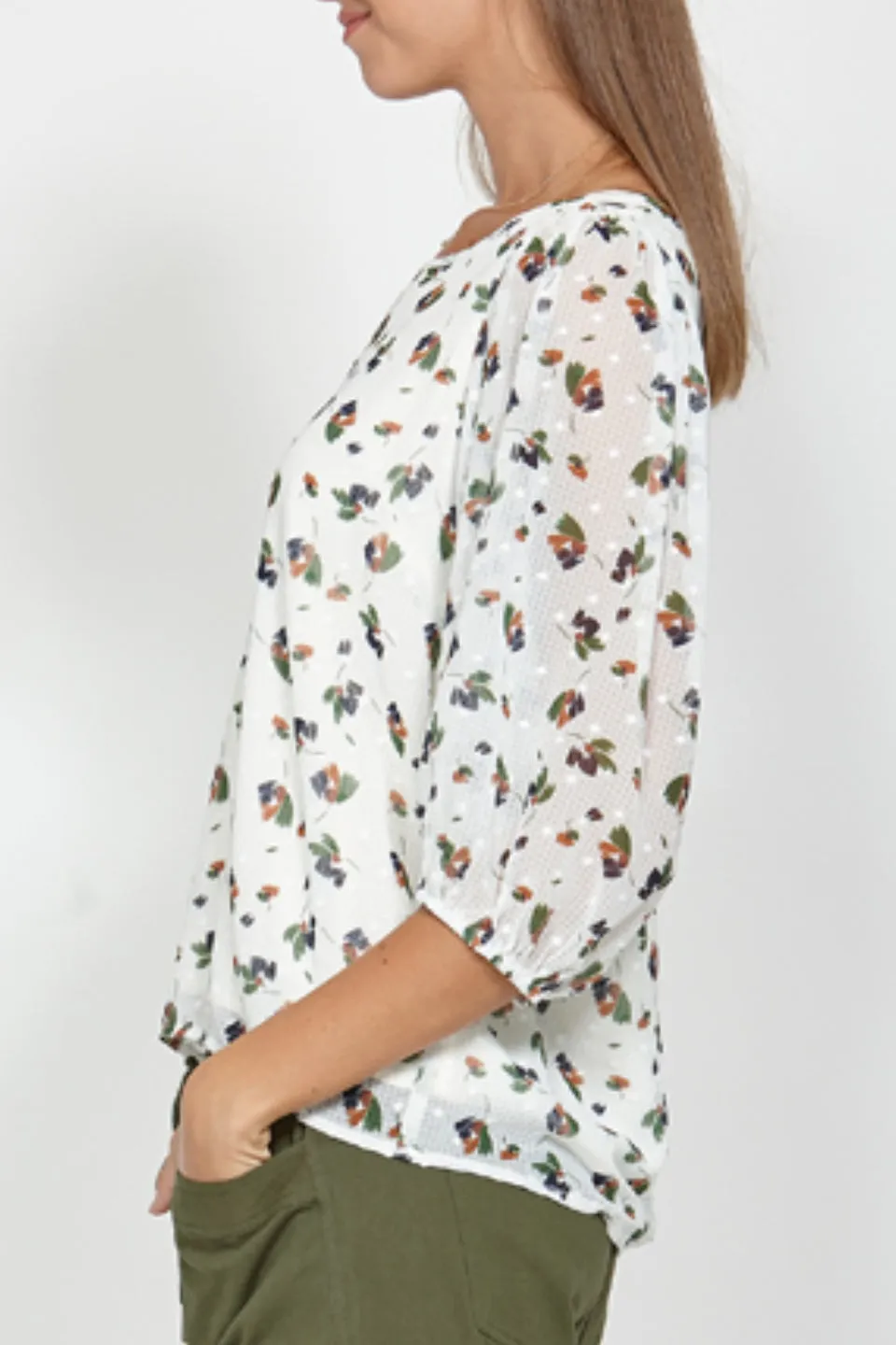 Expel Vanilla Puff Sleeve Blouse