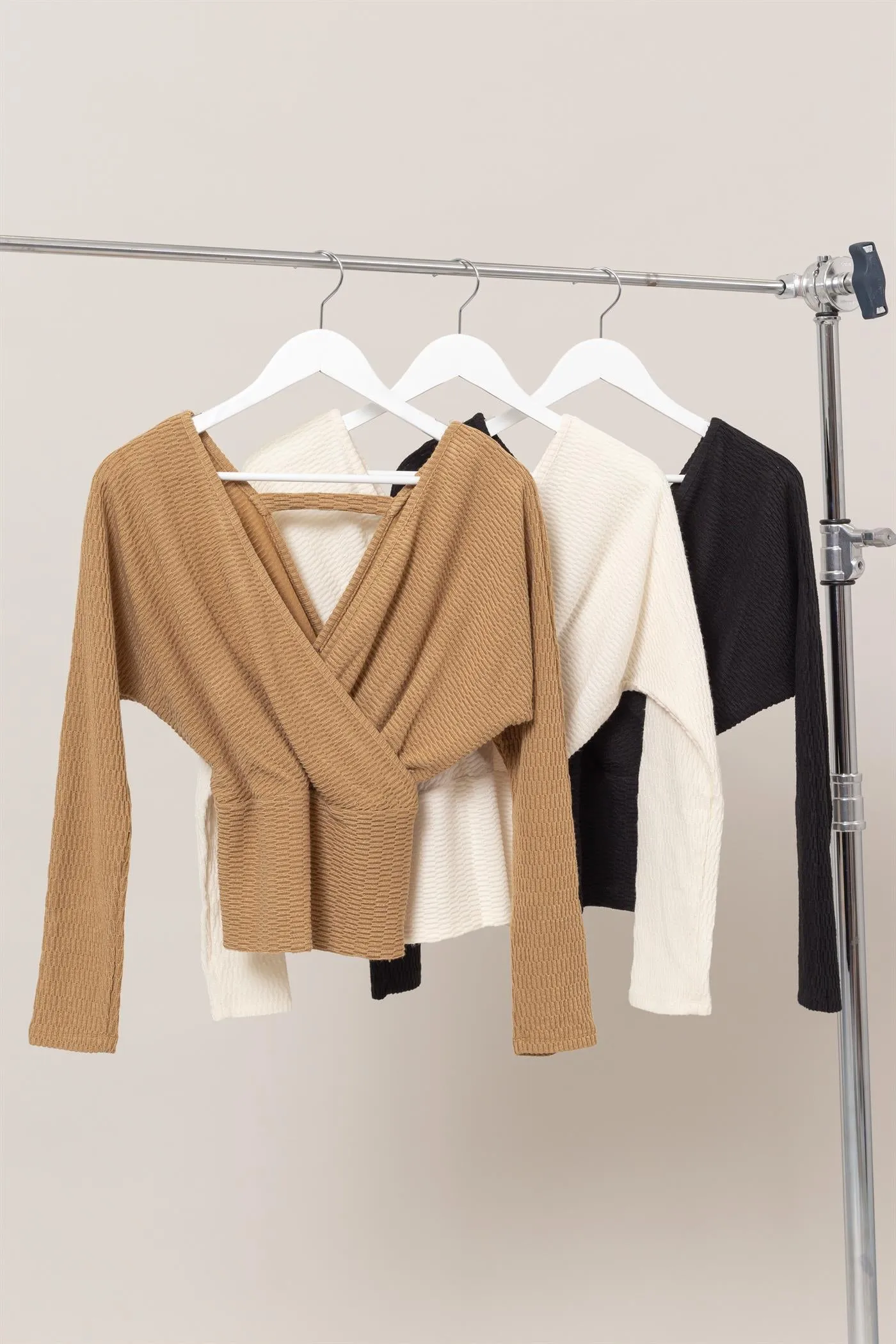 HF25A009-Surplice Knit Top
