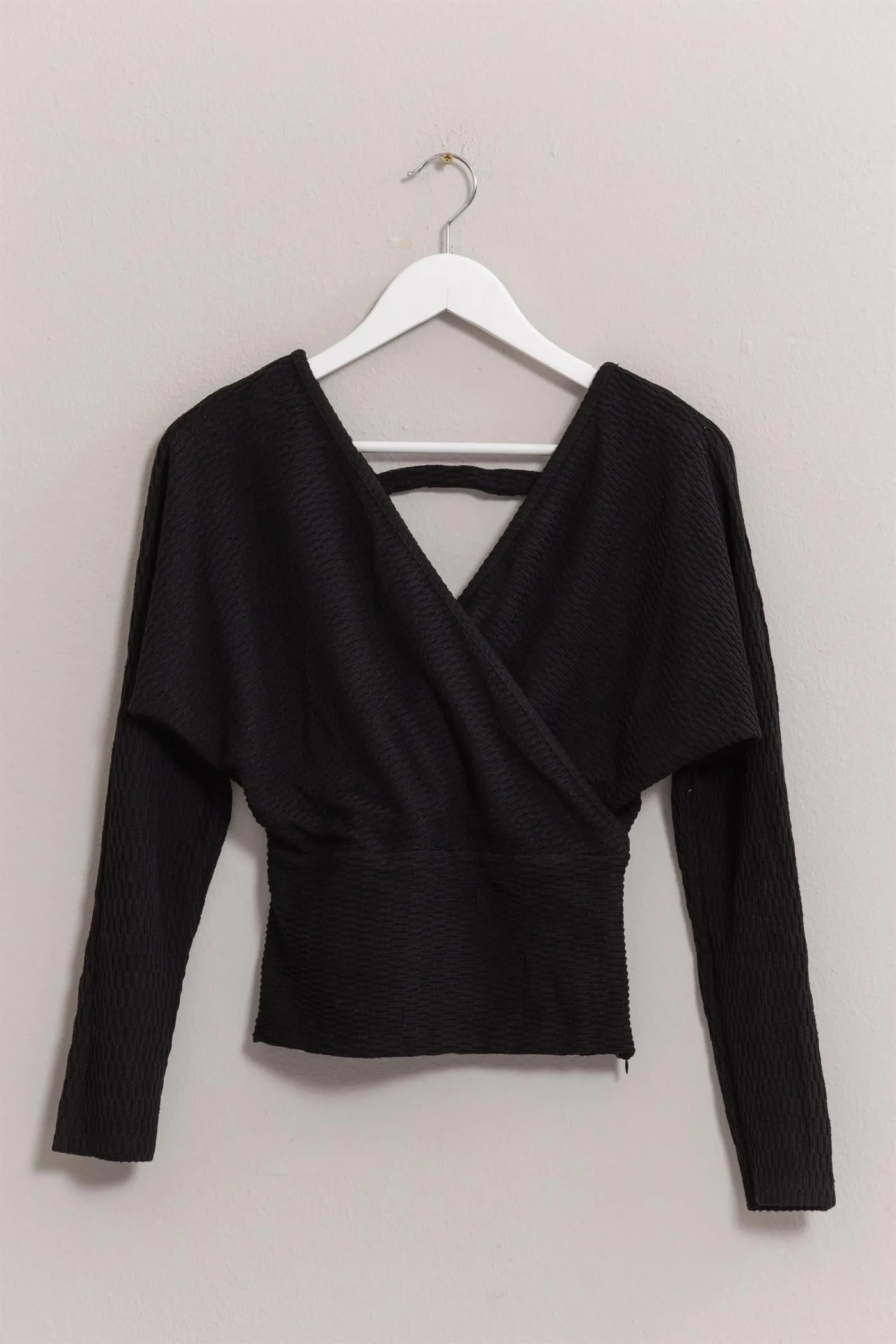HF25A009-Surplice Knit Top