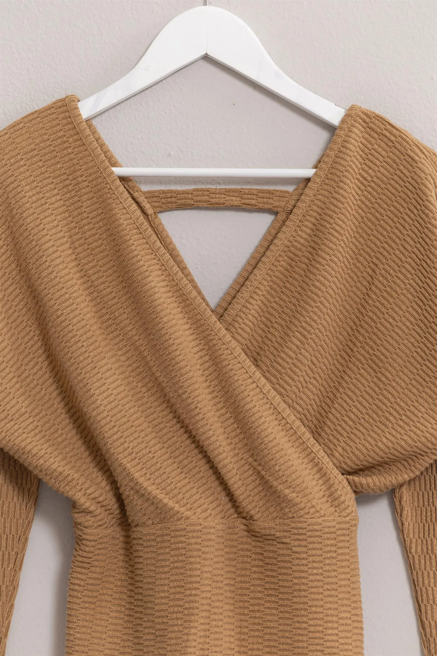 HF25A009-Surplice Knit Top