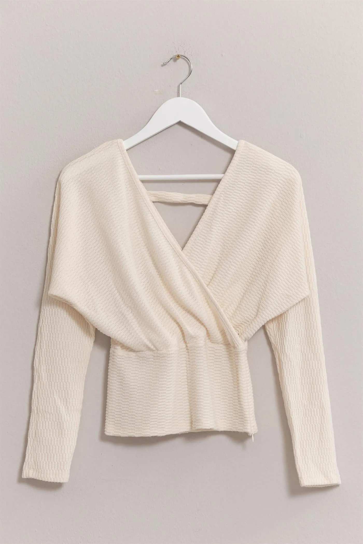 HF25A009-Surplice Knit Top