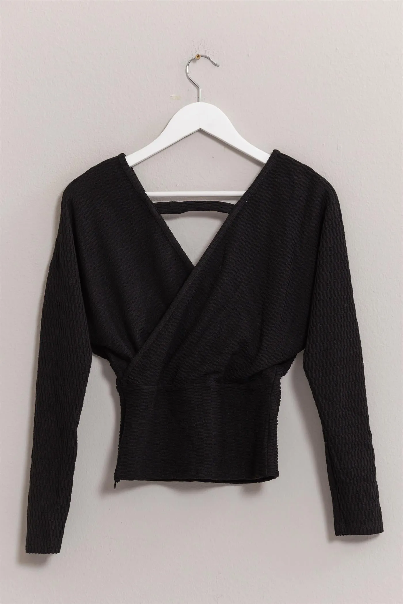 HF25A009-Surplice Knit Top