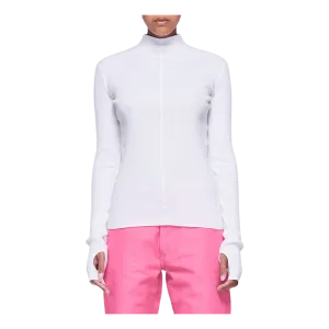 High Neck Rib Top White