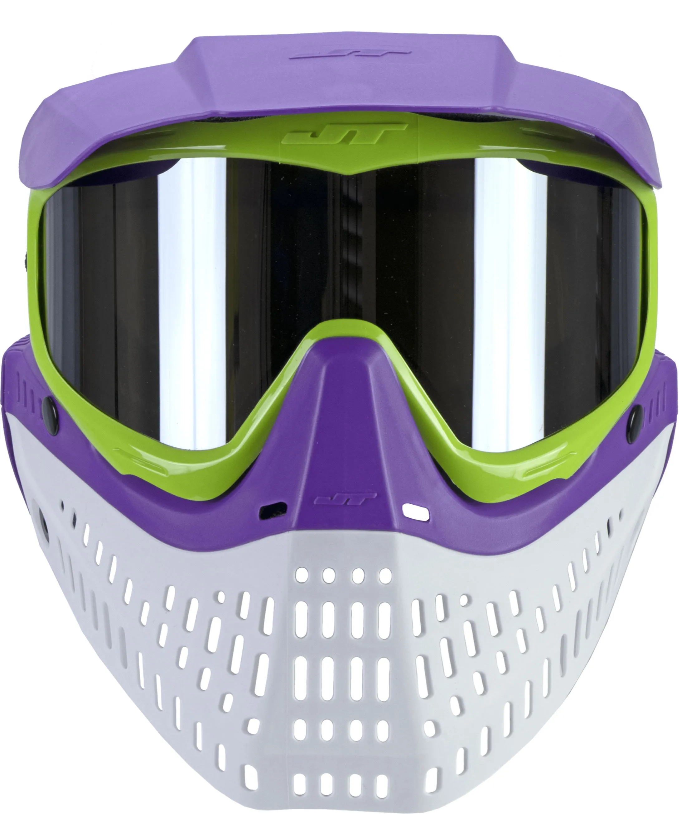 JT Spectra Proflex LE Goggle - Purple/Lime/White - w/ Prism 2.0 Chrome Lens   Vortex II Fan