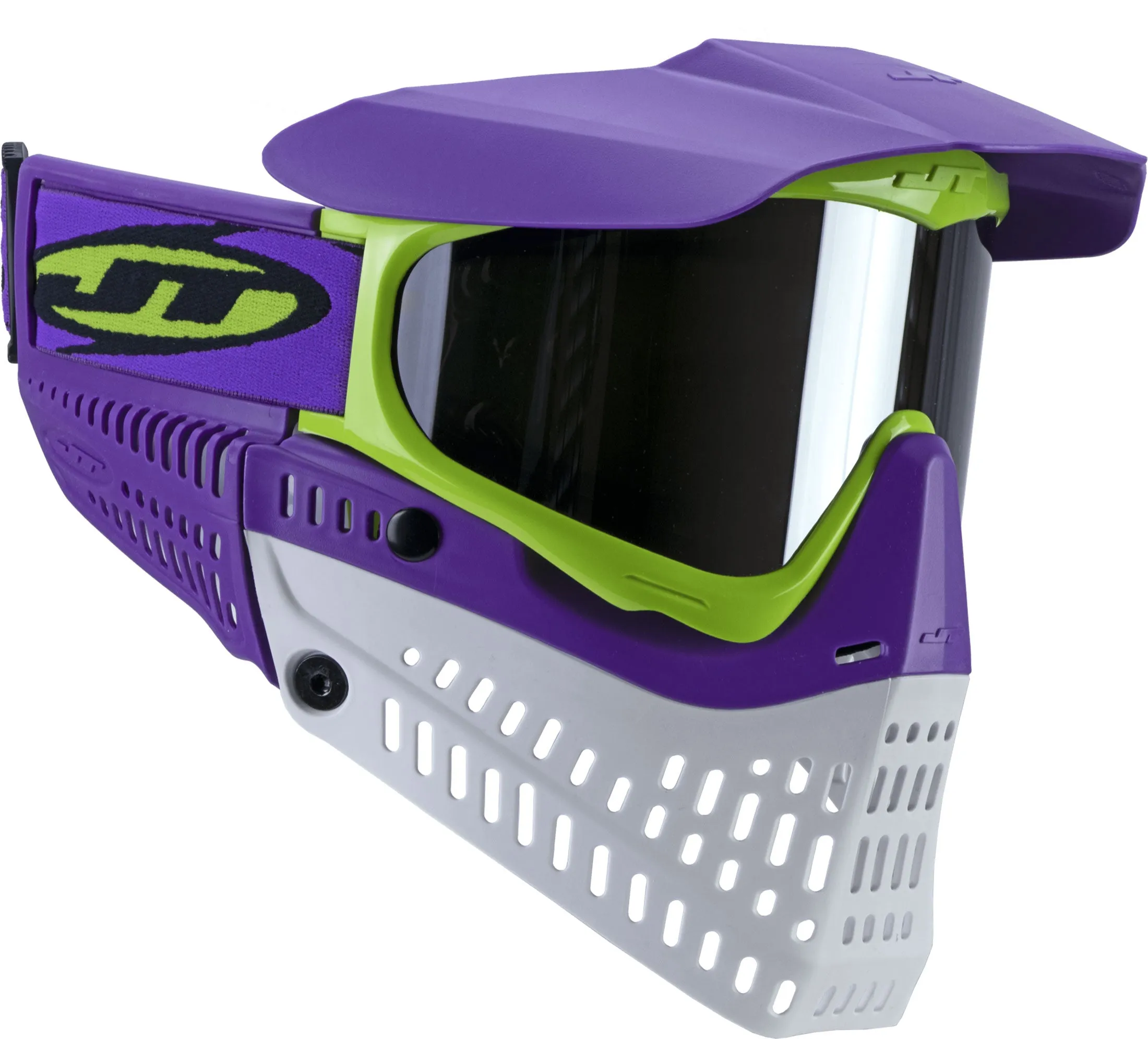 JT Spectra Proflex LE Goggle - Purple/Lime/White - w/ Prism 2.0 Chrome Lens   Vortex II Fan