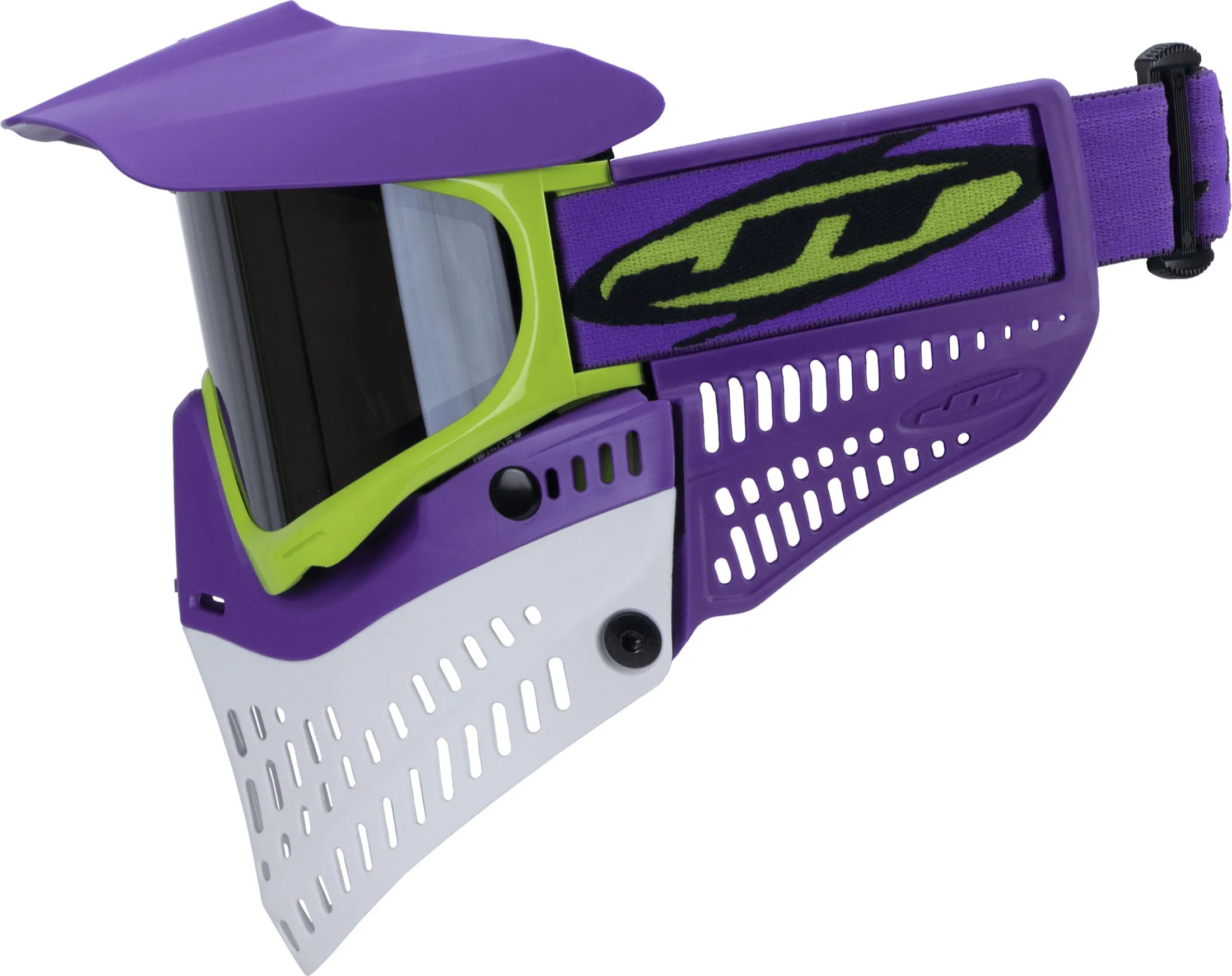 JT Spectra Proflex LE Goggle - Purple/Lime/White - w/ Prism 2.0 Chrome Lens   Vortex II Fan