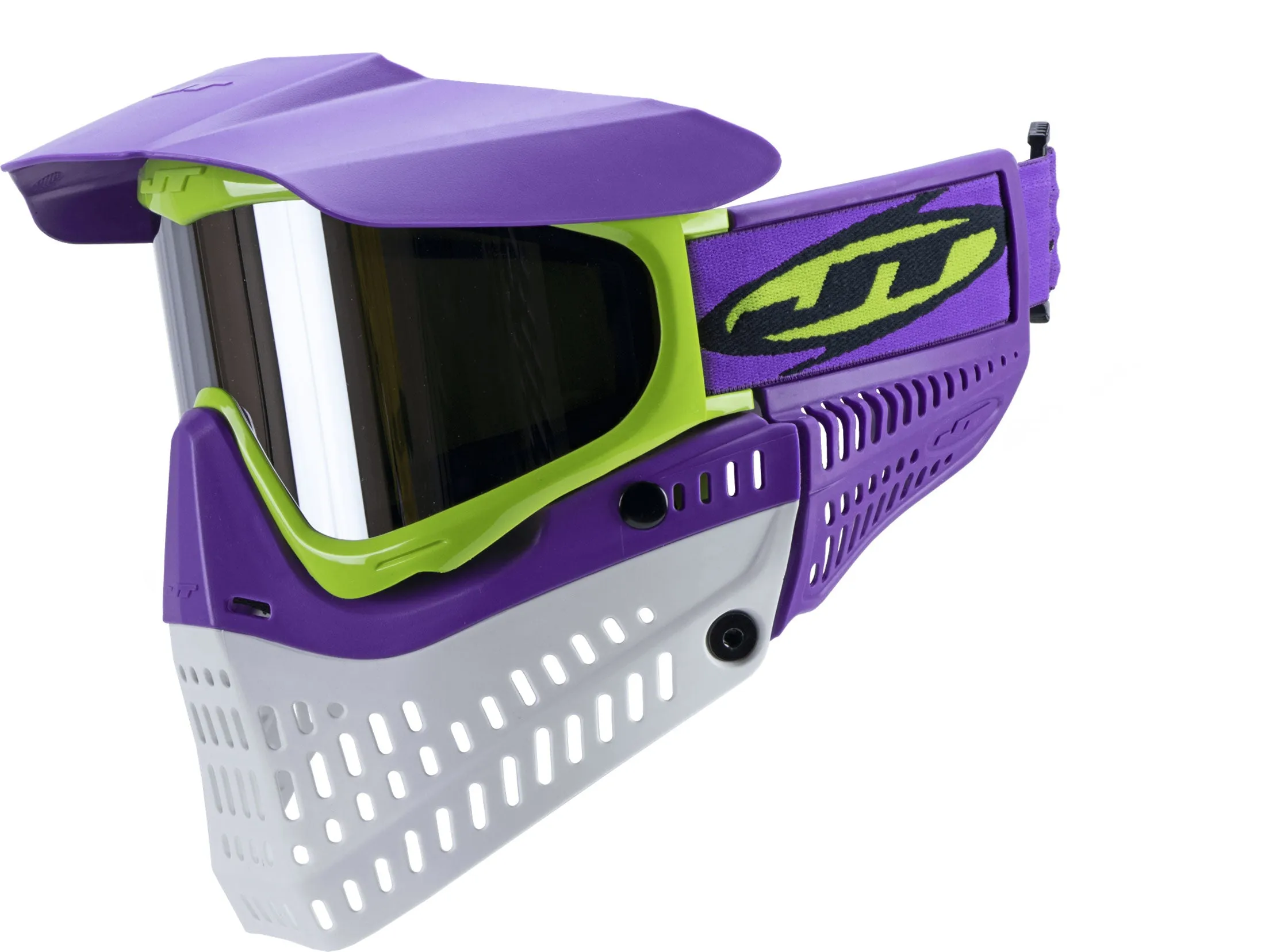 JT Spectra Proflex LE Goggle - Purple/Lime/White - w/ Prism 2.0 Chrome Lens   Vortex II Fan