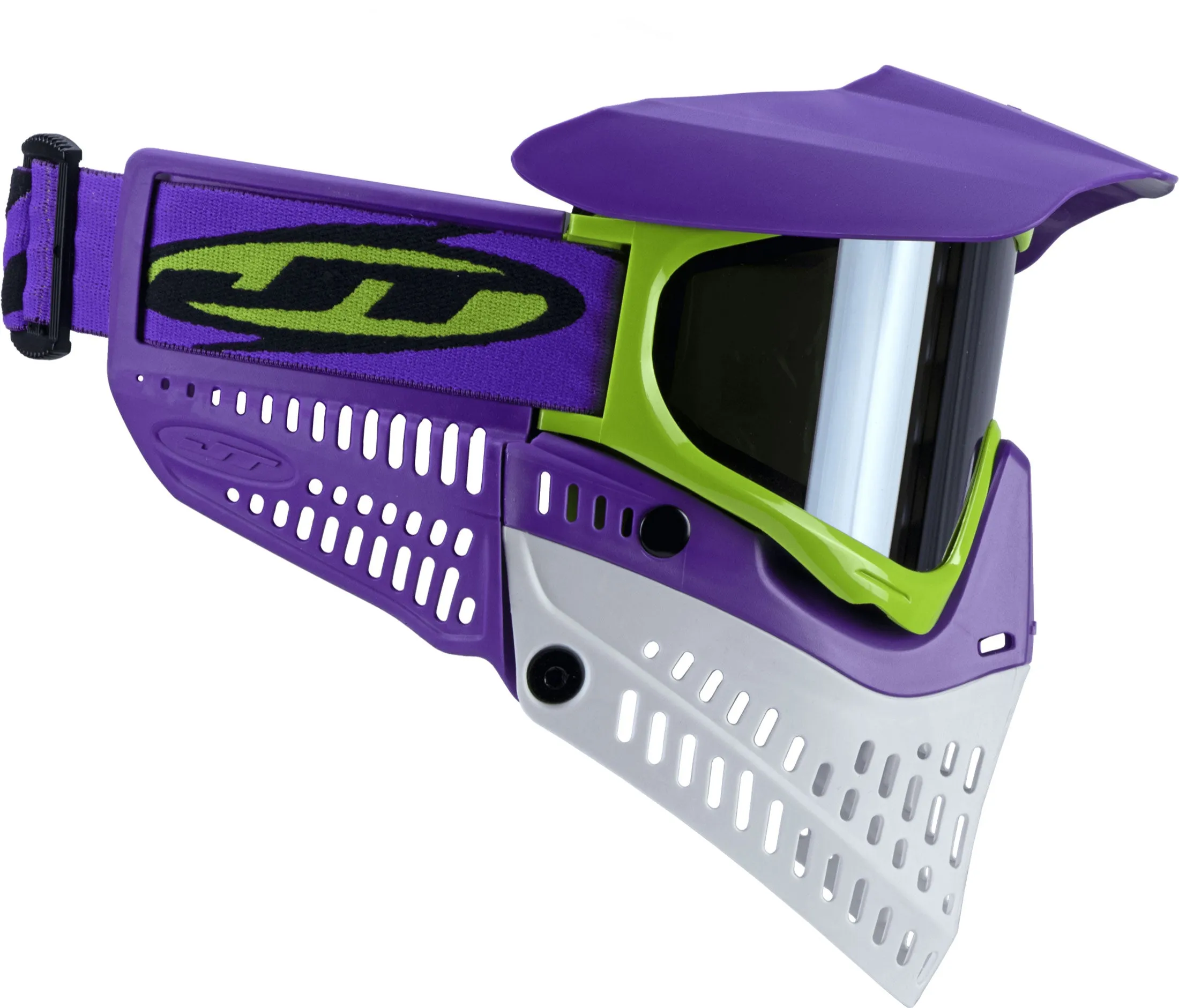 JT Spectra Proflex LE Goggle - Purple/Lime/White - w/ Prism 2.0 Chrome Lens   Vortex II Fan