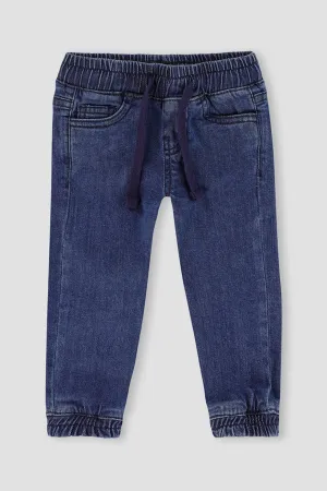 Leo Medium Wash Denim Jogger Pant For Baby Boy - Mid Blue