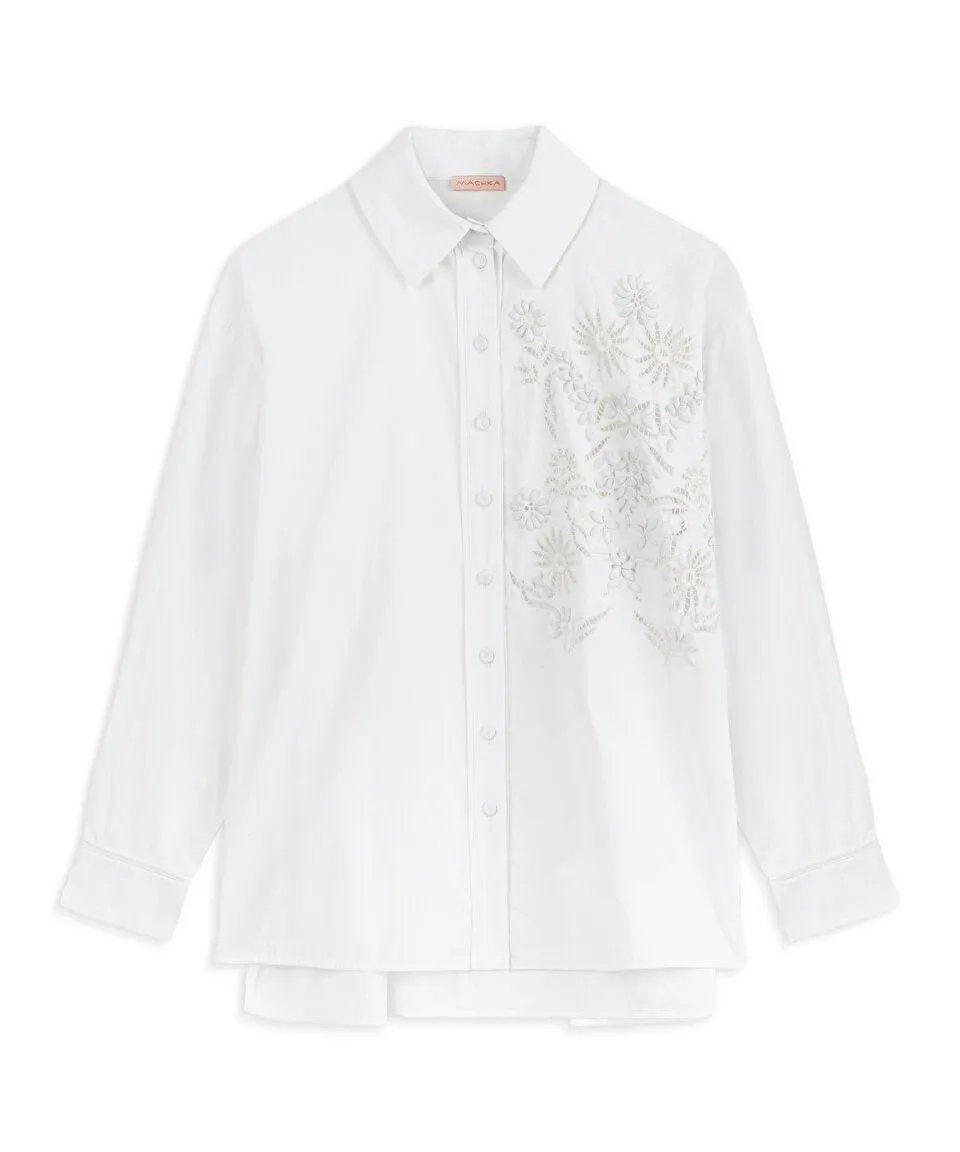 Machka Embroidered Oversize Shirt
 White