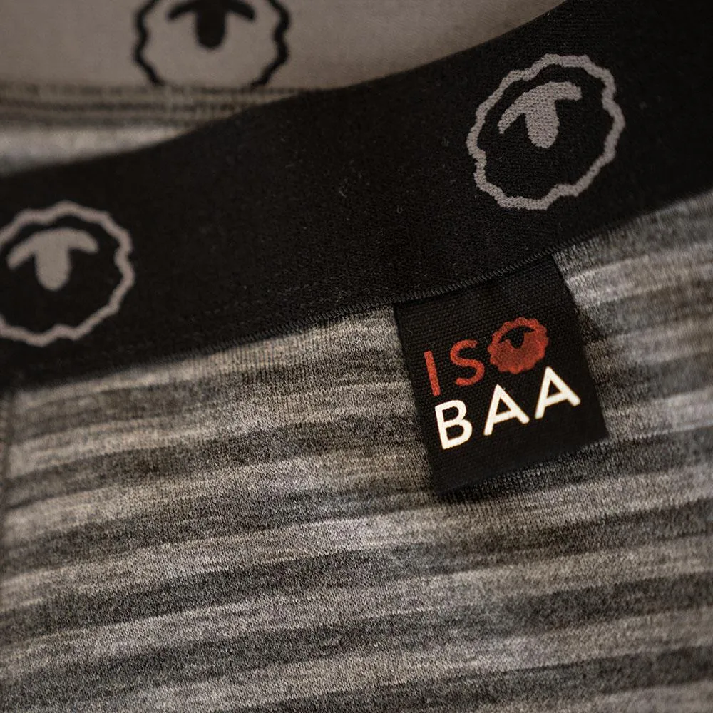 Mens Merino 180 Boxers (Mini Stripe Smoke/Charcoal)