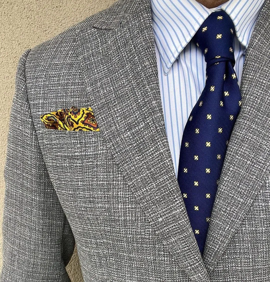 Millville Foulard Silk Tie, Navy / Gold