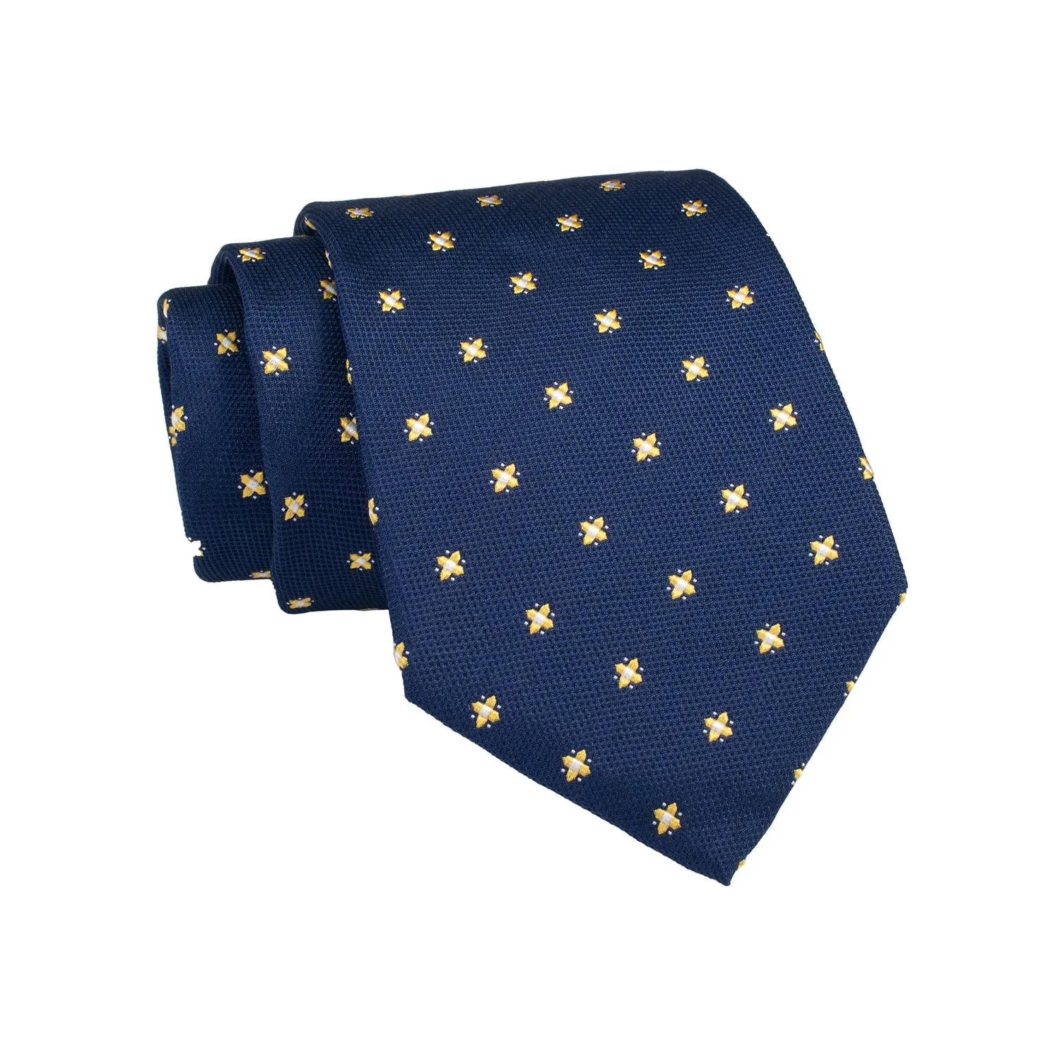 Millville Foulard Silk Tie, Navy / Gold