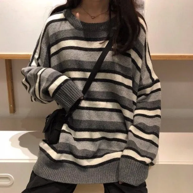 O-Neck Sweater With Stripes